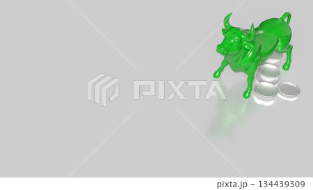 Green Bull Market Growth Symbol 3d render. 134439309