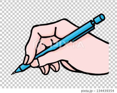 手裡拿著一支自動鉛筆的插圖 手裡拿著一支自動鉛筆的插圖 134439354