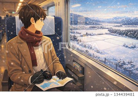 アニメーションスタイル 冬の旅行 イラスト 134439481