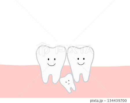 歯と歯の間:埋没歯・過剰歯のあるイラスト・主線あり 歯と歯の間:埋没歯・過剰歯のあるイラスト・主線あり 134439700