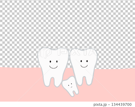 歯と歯の間:埋没歯・過剰歯のあるイラスト・主線あり 歯と歯の間:埋没歯・過剰歯のあるイラスト・主線あり 134439700