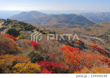 大分県のくじゅう連山、沓掛山付近の紅葉と猟師山、牧ノ戸峠 大分県のくじゅう連山、沓掛山付近の紅葉と猟師山、牧ノ戸峠 134440184