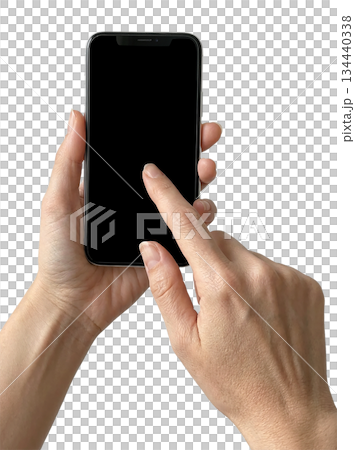 The hands of a housewife in her 40s operating a smartphone 134440338