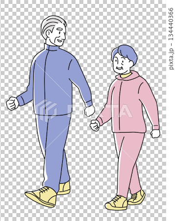 一對老年夫婦享受散步的插圖 | 健康積極的老年生活 134440366