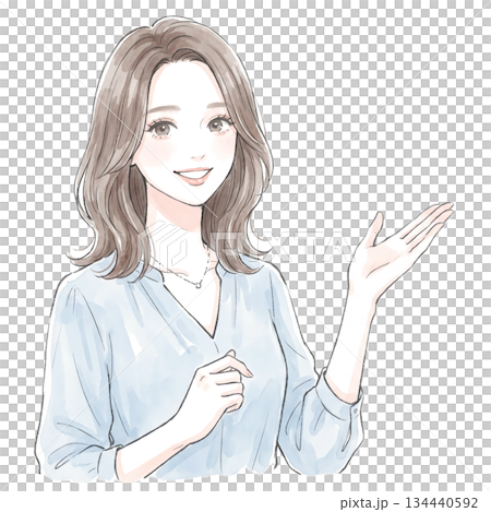 婦女和女孩的水彩和手繪插圖素材 134440592