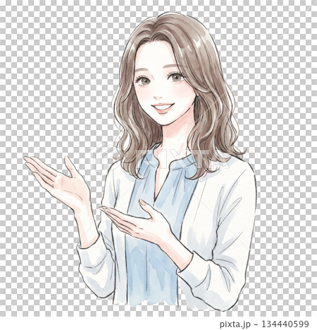 婦女和女孩的水彩和手繪插圖素材 婦女和女孩的水彩和手繪插圖素材 134440599