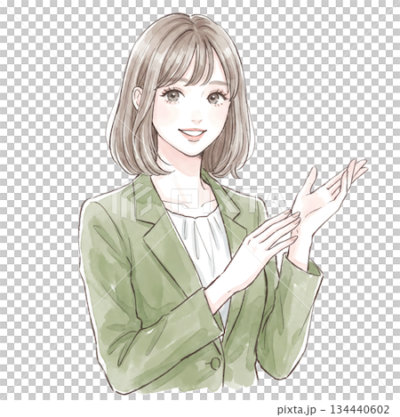 婦女和女孩的水彩和手繪插圖素材 婦女和女孩的水彩和手繪插圖素材 134440602