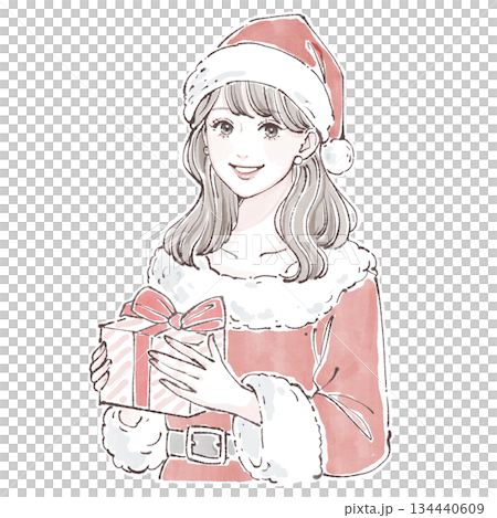 Watercolor and hand-drawn illustration material of women and girls 134440609