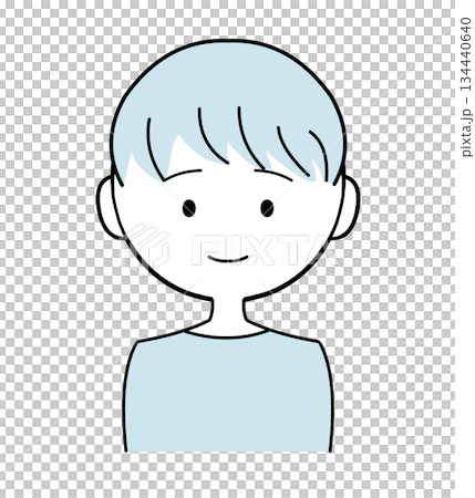 Simple and cute boy illustration - light blue haired man Simple and cute boy illustration - light blue haired man 134440640