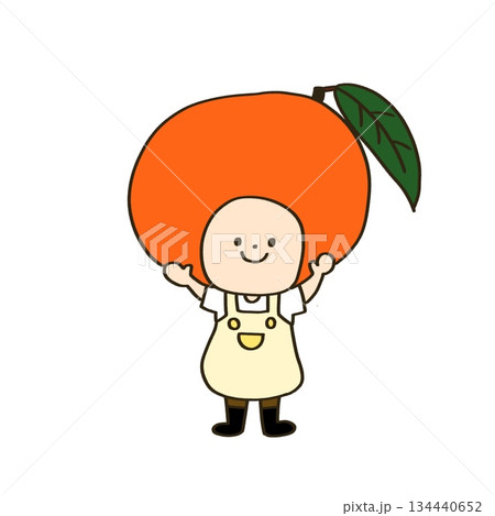 マンゴーの被り物をきたマスコットキャラクター 134440652