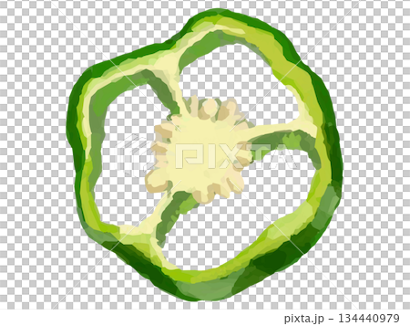 切開的甜椒示意圖（切片，橫切面，帶籽） 134440979