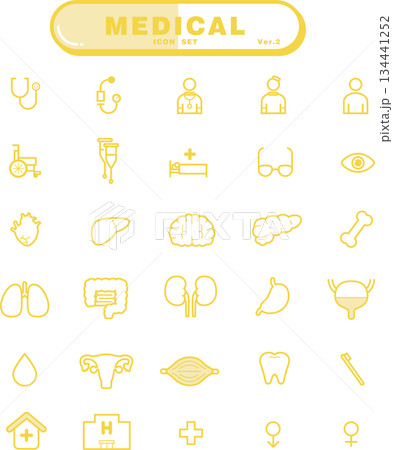 医療系のアイコンセットver.2（黄） 134441252