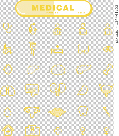医療系のアイコンセットver.2（黄） 134441252