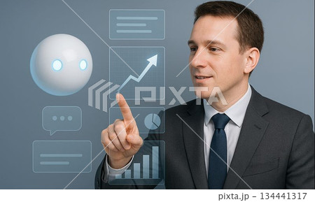 AIとデータ分析で成長戦略を考えるビジネスパーソン 134441317