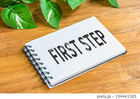 First Step Concept on Notebook Beginning Journey a 134441385