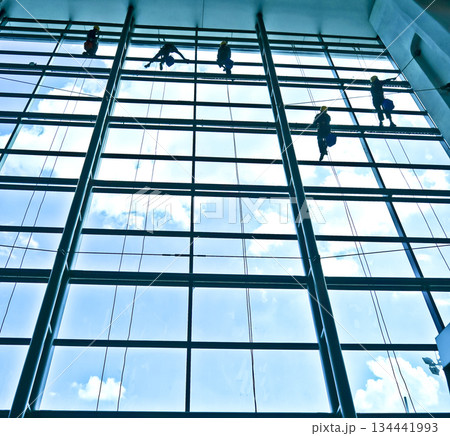 extreme work cleaning airport windows at height extreme work cleaning airport windows at height 134441993