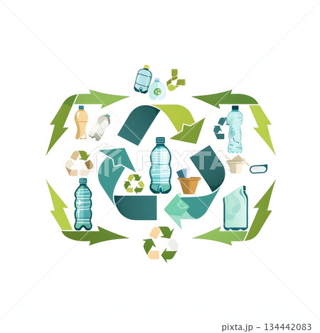 循環型社会を表す3Rサイクルのフラットデザイン 循環型社会を表す3Rサイクルのフラットデザイン 134442083