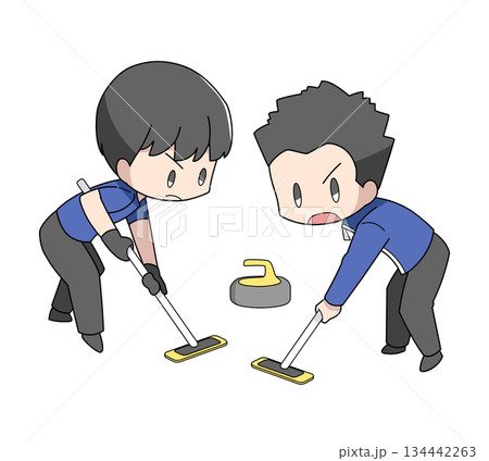 カーリングのスイープのイラスト・男性 134442263