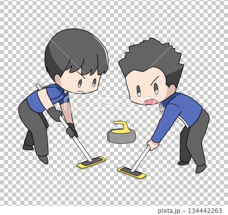 冰壺掃擊示意圖 - 男人 134442263