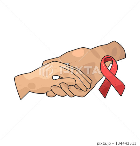 illustration of Holding Hands with Red Ribbon illustration of Holding Hands with Red Ribbon 134442313
