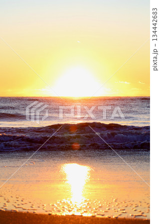 美しい海岸の朝日 134442683