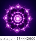 Radiant violet aura with cosmic energy and glowing light, perfect for wellness brands, spiritual concepts, or a modern, vibrant technological design 134442900