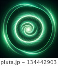 Stunning emerald green spiral vortex effect for mesmerizing backgrounds, modern designs and dynamic abstract concepts, perfect for tech and futuristic themes 134442903