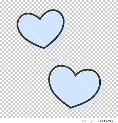 Simple two hearts hand-drawn illustration icon misaligned light blue Simple two hearts hand-drawn illustration icon misaligned light blue 134442931