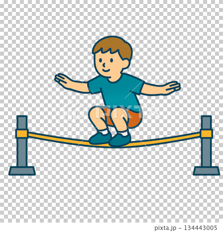 男孩走扁帶的插圖 134443005