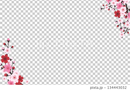 Japanese modern cherry blossom diagonal corner frame 134443032