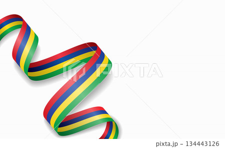 Mauritius flag stylized wavy ribbon, symbolizing national pride, celebration, cultural identity. Vector illustration. Mauritius flag stylized wavy ribbon, symbolizing national pride, celebration, cultural identity. Vector illustration. 134443126