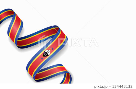 Swaziland flag stylized wavy ribbon, symbolizing national pride, celebration, cultural identity. Vector illustration. 134443132