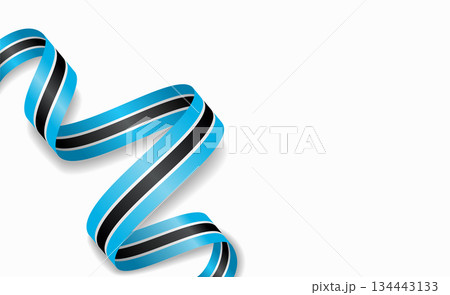 Botswanan flag stylized wavy ribbon, symbolizing national pride, celebration, cultural identity. Vector illustration. 134443133
