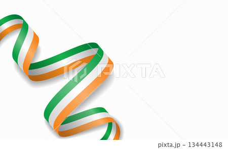 Irish flag stylized wavy ribbon, symbolizing national pride, celebration, cultural identity. Vector illustration. 134443148