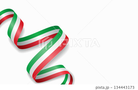Italian flag stylized wavy ribbon, symbolizing national pride, celebration, cultural identity. Vector illustration. Italian flag stylized wavy ribbon, symbolizing national pride, celebration, cultural identity. Vector illustration. 134443173