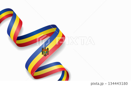 Moldovan flag stylized wavy ribbon, symbolizing national pride, celebration, cultural identity. Vector illustration. Moldovan flag stylized wavy ribbon, symbolizing national pride, celebration, cultural identity. Vector illustration. 134443180