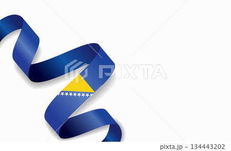 Bosnia and Herzegovina flag stylized wavy ribbon, symbolizing national pride, celebration, cultural identity. Vector illustration. Bosnia and Herzegovina flag stylized wavy ribbon, symbolizing national pride, celebration, cultural identity. Vector illustration. 134443202