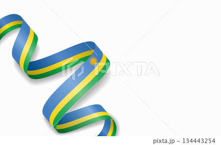 Rwandan flag stylized wavy ribbon, symbolizing national pride, celebration, cultural identity. Vector illustration. Rwandan flag stylized wavy ribbon, symbolizing national pride, celebration, cultural identity. Vector illustration. 134443254