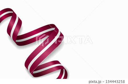 Latvian flag stylized wavy ribbon, symbolizing national pride, celebration, cultural identity. Vector illustration. 134443258