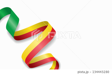 Benin flag stylized wavy ribbon, symbolizing national pride, celebration, cultural identity. Vector illustration. 134443280