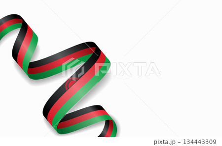 Malawian flag stylized wavy ribbon, symbolizing national pride, celebration, cultural identity. Vector illustration. Malawian flag stylized wavy ribbon, symbolizing national pride, celebration, cultural identity. Vector illustration. 134443309