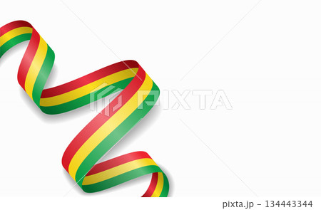 Bolivian flag stylized wavy ribbon, symbolizing national pride, celebration, cultural identity. Vector illustration. Bolivian flag stylized wavy ribbon, symbolizing national pride, celebration, cultural identity. Vector illustration. 134443344