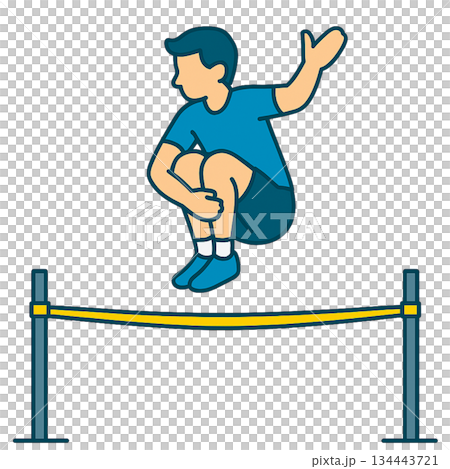 スラックラインをする男性のイラスト 134443721