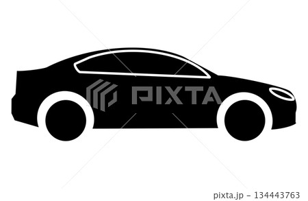 シンプルな車のアイコン：趣味や交通、レジャーのイメージ 134443763