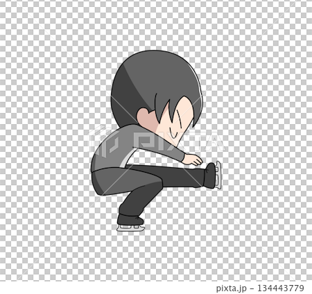 フィギュアスケートのスピンのイラスト・男性 フィギュアスケートのスピンのイラスト・男性 134443779