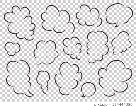 A simple vector illustration set of a cloud-shaped speech bubble representing thoughts and imagination A simple vector illustration set of a cloud-shaped speech bubble representing thoughts and imagination 134444380