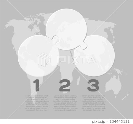 Three steps line infographic, puzzle diagram 134445131