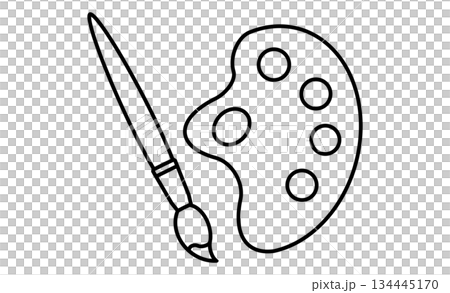Art as a subject: Simple icon illustration of a palette and brush Art as a subject: Simple icon illustration of a palette and brush 134445170