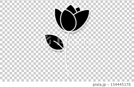 嗜好：代表園藝的單色花卉圖示插畫 134445178