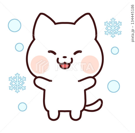 雪に喜ぶ白猫 雪に喜ぶ白猫 134445186